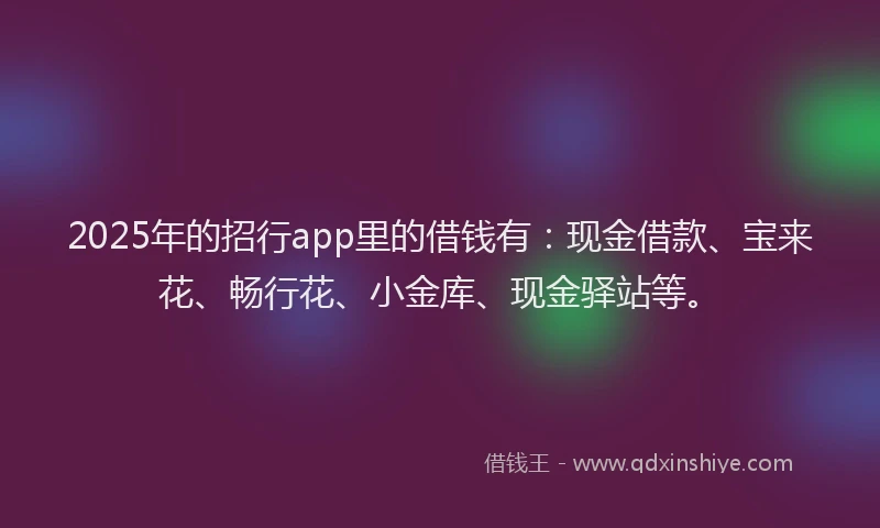 2025年的招行app里的借钱有：现金借款、宝来花、畅行花、小金库、现金驿站等。