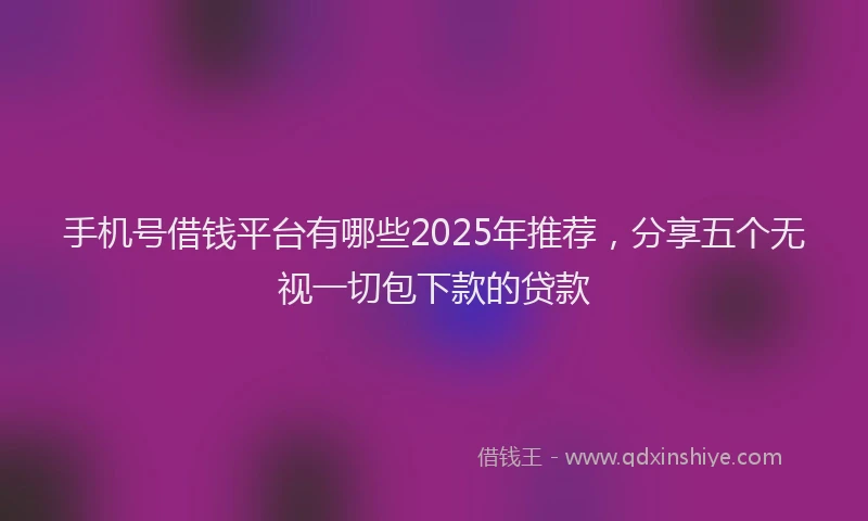 手机号借钱平台有哪些2025年推荐，分享五个无视一切包下款的贷款