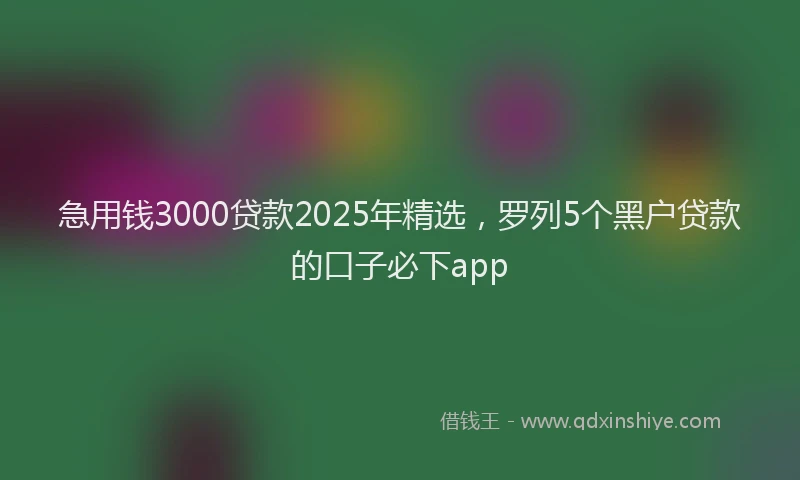 急用钱3000贷款2025年精选，罗列5个黑户贷款的口子必下app