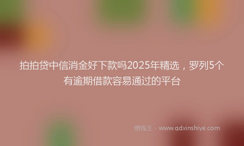 拍拍贷中信消金好下款吗2025年精选，罗列5个有逾期借款容易通过的平台
