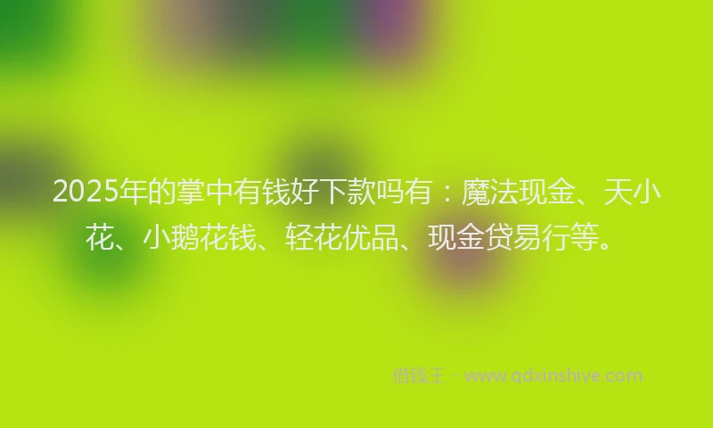 2025年的掌中有钱好下款吗有：魔法现金、天小花、小鹅花钱、轻花优品、现金贷易行等。