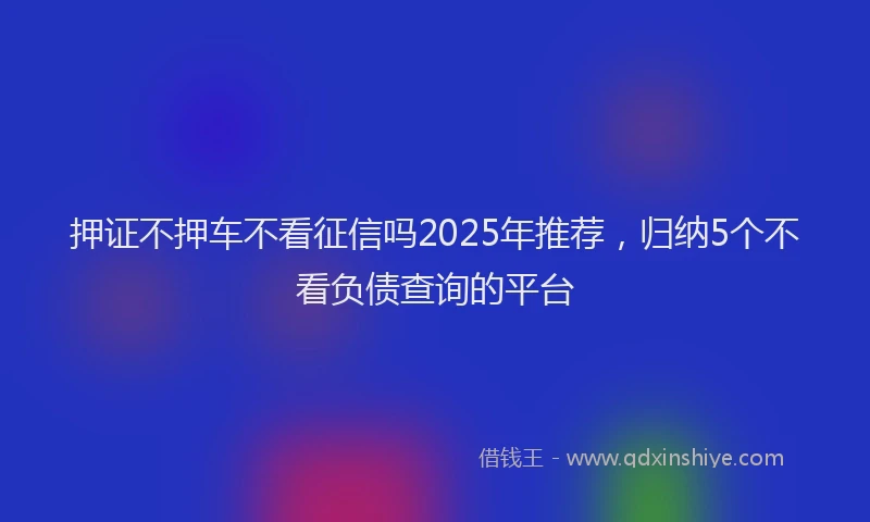押证不押车不看征信吗2025年推荐，归纳5个不看负债查询的平台