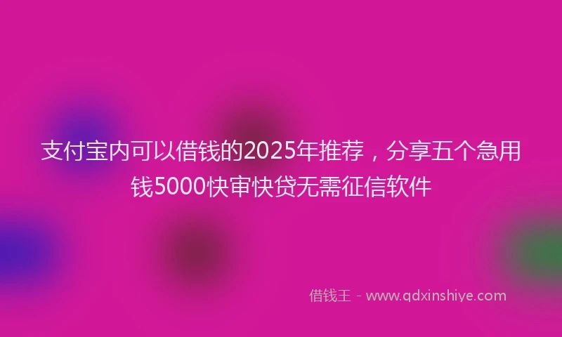 支付宝内可以借钱的2025年推荐，分享五个急用钱5000快审快贷无需征信软件