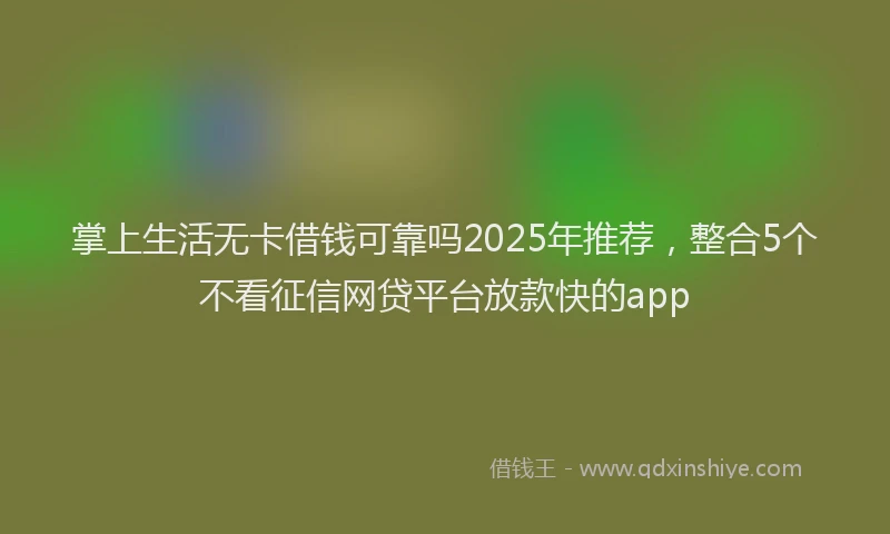 掌上生活无卡借钱可靠吗2025年推荐，整合5个不看征信网贷平台放款快的app