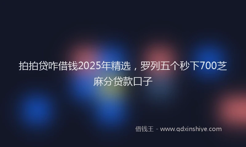 拍拍贷咋借钱2025年精选，罗列五个秒下700芝麻分贷款口子