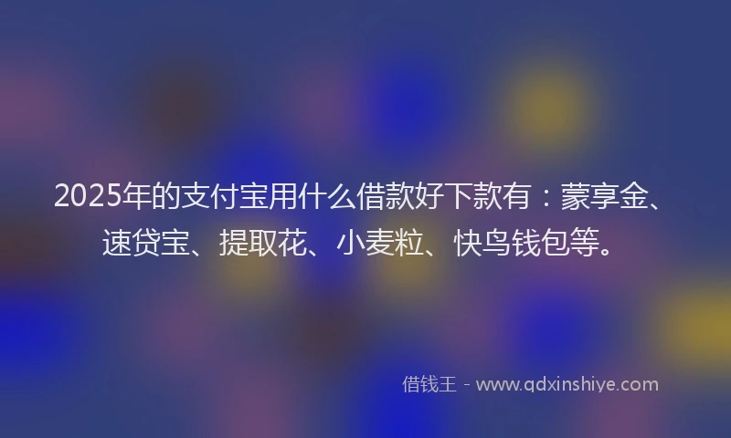 2025年的支付宝用什么借款好下款有：蒙享金、速贷宝、提取花、小麦粒、快鸟钱包等。