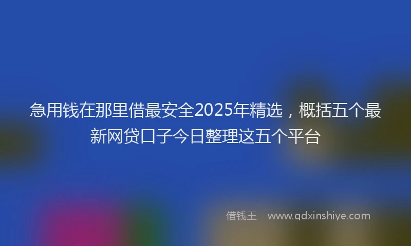 急用钱在那里借最安全2025年精选，概括五个最新网贷口子今日整理这五个平台