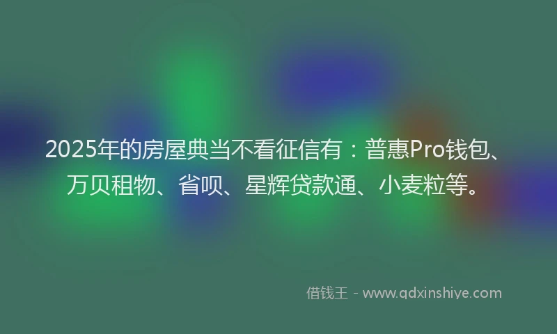 2025年的房屋典当不看征信有：普惠Pro钱包、万贝租物、省呗、星辉贷款通、小麦粒等。