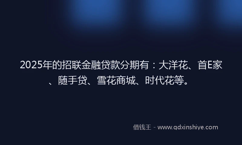 2025年的招联金融贷款分期有：大洋花、首E家、随手贷、雪花商城、时代花等。