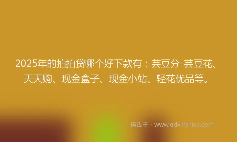 2025年的拍拍贷哪个好下款有：芸豆分-芸豆花、天天购、现金盒子、现金小站、轻花优品等。