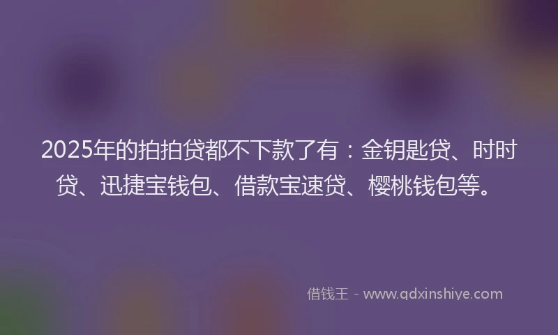 2025年的拍拍贷都不下款了有：金钥匙贷、时时贷、迅捷宝钱包、借款宝速贷、樱桃钱包等。
