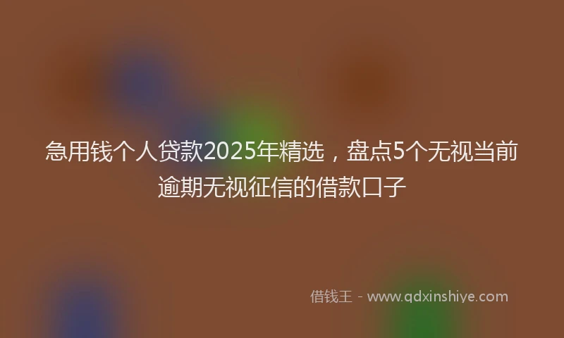 急用钱个人贷款2025年精选，盘点5个无视当前逾期无视征信的借款口子