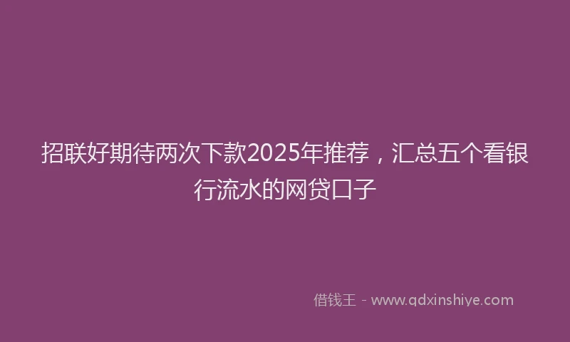 招联好期待两次下款2025年推荐，汇总五个看银行流水的网贷口子