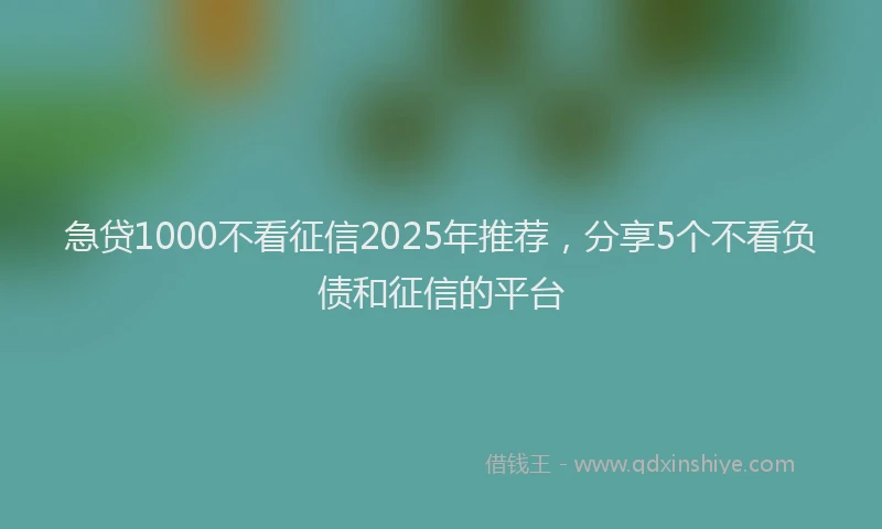 急贷1000不看征信2025年推荐，分享5个不看负债和征信的平台