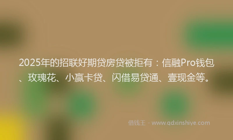 2025年的招联好期贷房贷被拒有：信融Pro钱包、玫瑰花、小赢卡贷、闪借易贷通、壹现金等。