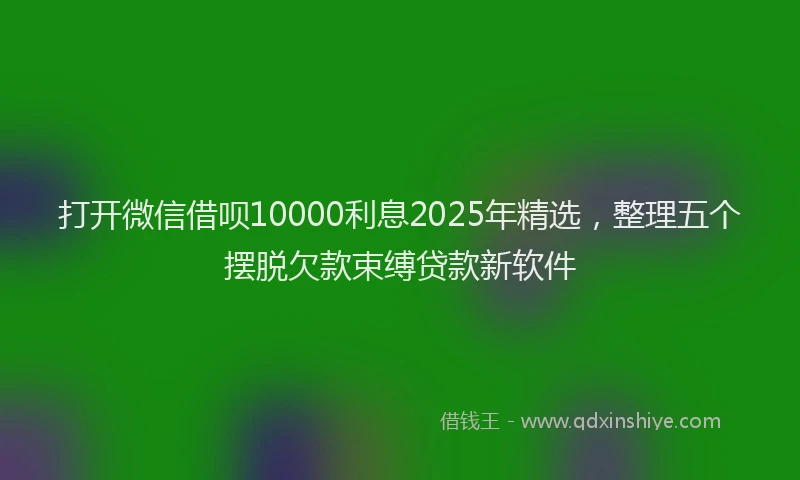 打开微信借呗10000利息2025年精选，整理五个摆脱欠款束缚贷款新软件