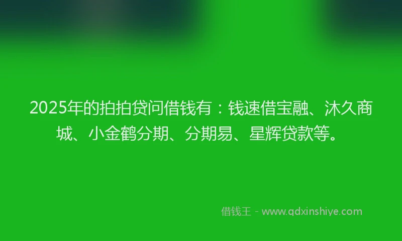 2025年的拍拍贷问借钱有：钱速借宝融、沐久商城、小金鹤分期、分期易、星辉贷款等。