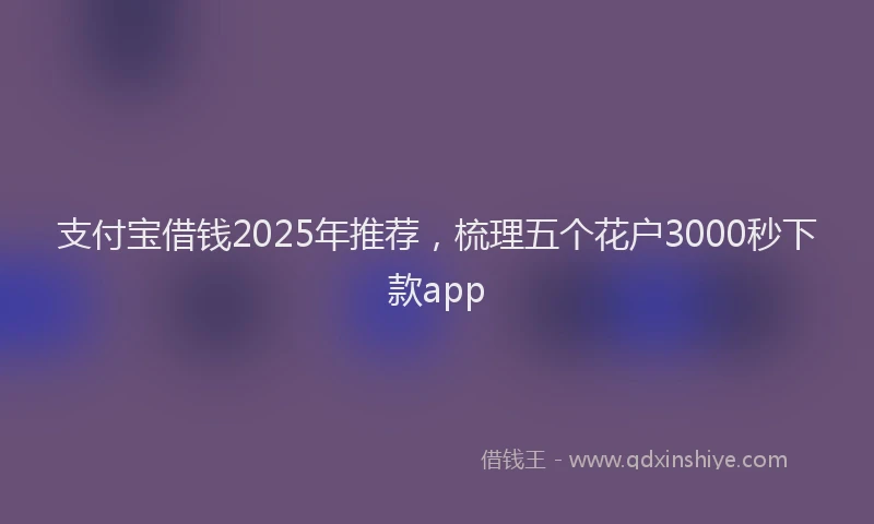 支付宝借钱2025年推荐，梳理五个花户3000秒下款app