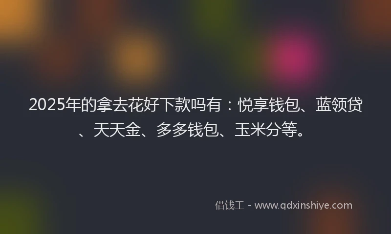 2025年的拿去花好下款吗有：悦享钱包、蓝领贷、天天金、多多钱包、玉米分等。