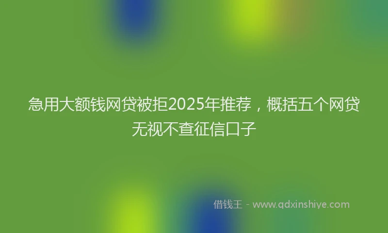 急用大额钱网贷被拒2025年推荐，概括五个网贷无视不查征信口子