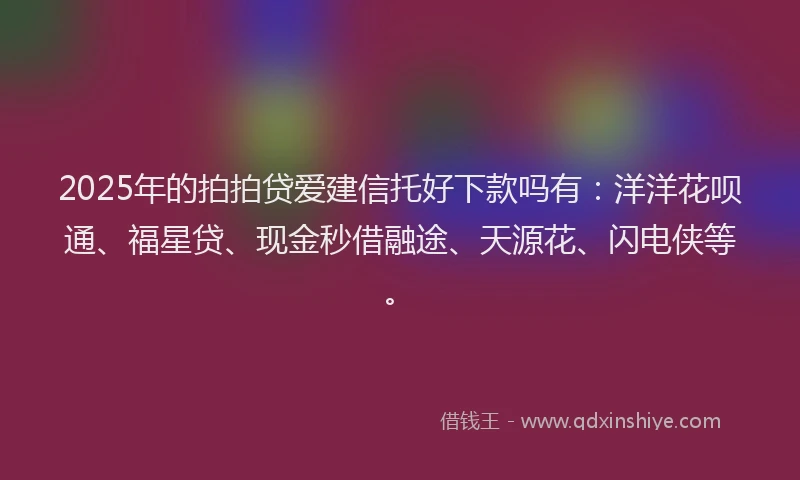 2025年的拍拍贷爱建信托好下款吗有：洋洋花呗通、福星贷、现金秒借融途、天源花、闪电侠等。