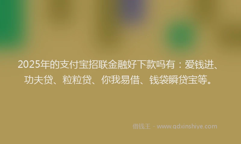 2025年的支付宝招联金融好下款吗有：爱钱进、功夫贷、粒粒贷、你我易借、钱袋瞬贷宝等。