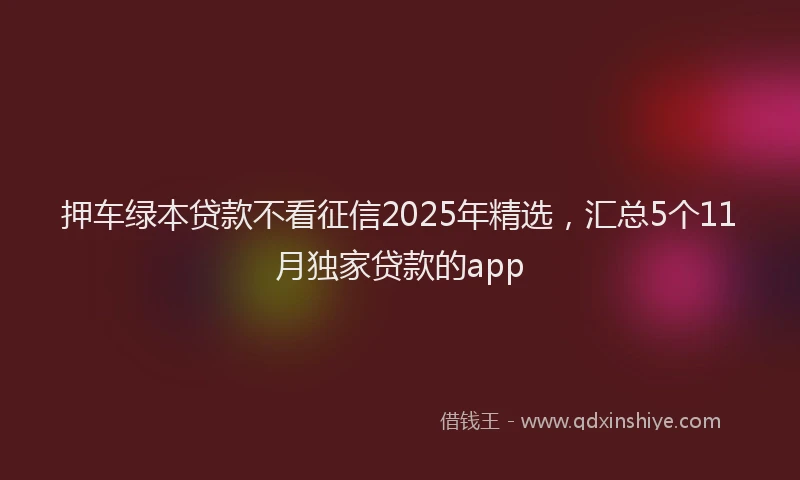 押车绿本贷款不看征信2025年精选，汇总5个11月独家贷款的app