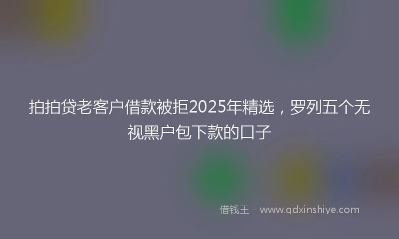 拍拍贷老客户借款被拒2025年精选，罗列五个无视黑户包下款的口子