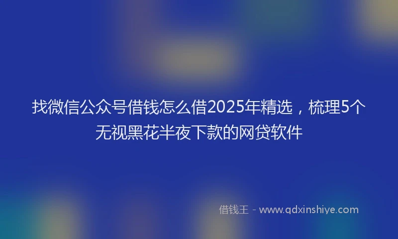 找微信公众号借钱怎么借2025年精选，梳理5个无视黑花半夜下款的网贷软件