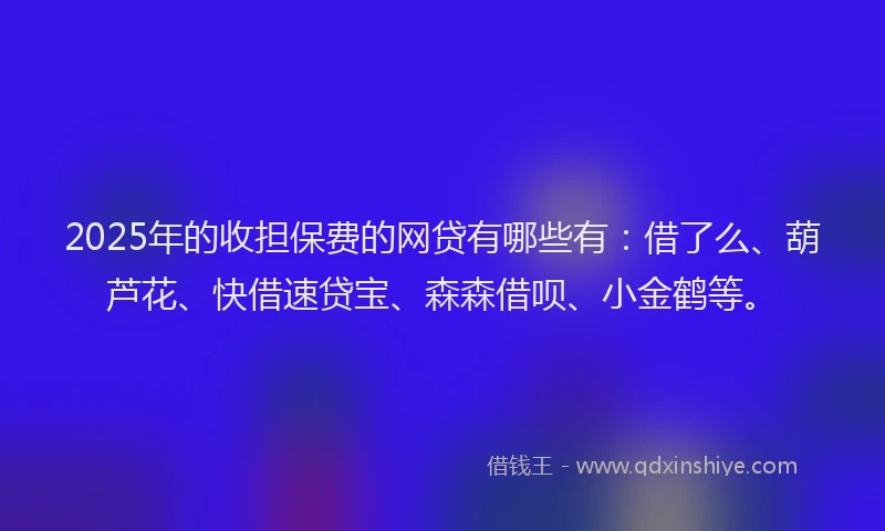2025年的收担保费的网贷有哪些有：借了么、葫芦花、快借速贷宝、森森借呗、小金鹤等。