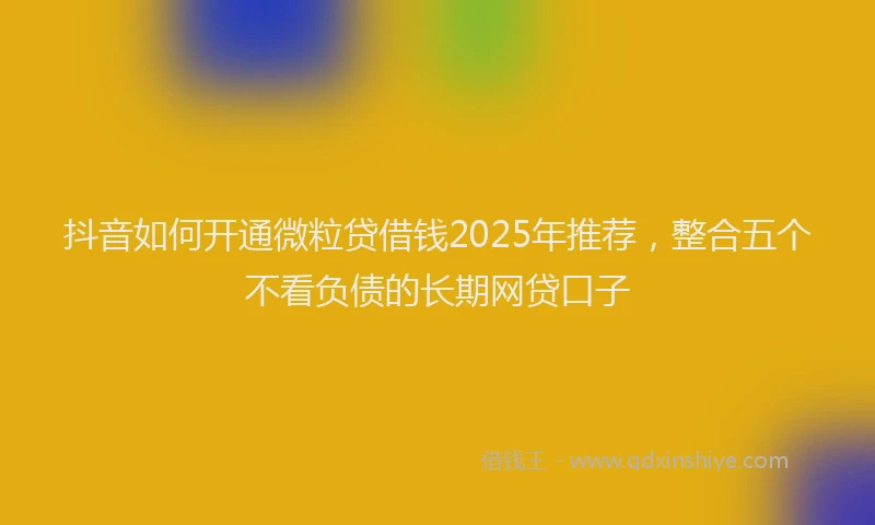 抖音如何开通微粒贷借钱2025年推荐，整合五个不看负债的长期网贷口子