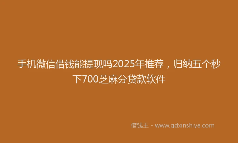 手机微信借钱能提现吗2025年推荐，归纳五个秒下700芝麻分贷款软件