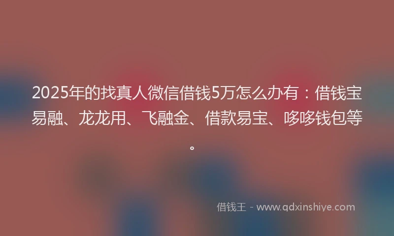 2025年的找真人微信借钱5万怎么办有：借钱宝易融、龙龙用、飞融金、借款易宝、哆哆钱包等。
