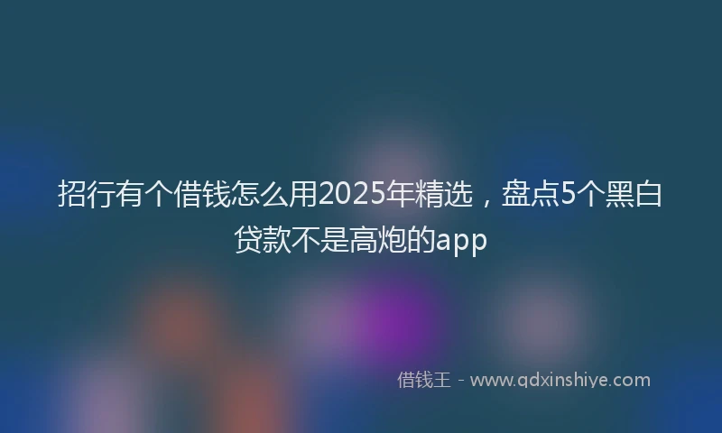 招行有个借钱怎么用2025年精选，盘点5个黑白贷款不是高炮的app