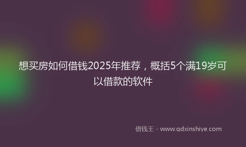 想买房如何借钱2025年推荐，概括5个满19岁可以借款的软件