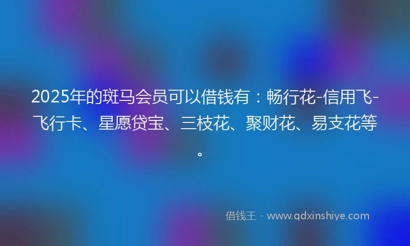 2025年的斑马会员可以借钱有：畅行花-信用飞-飞行卡、星愿贷宝、三枝花、聚财花、易支花等。
