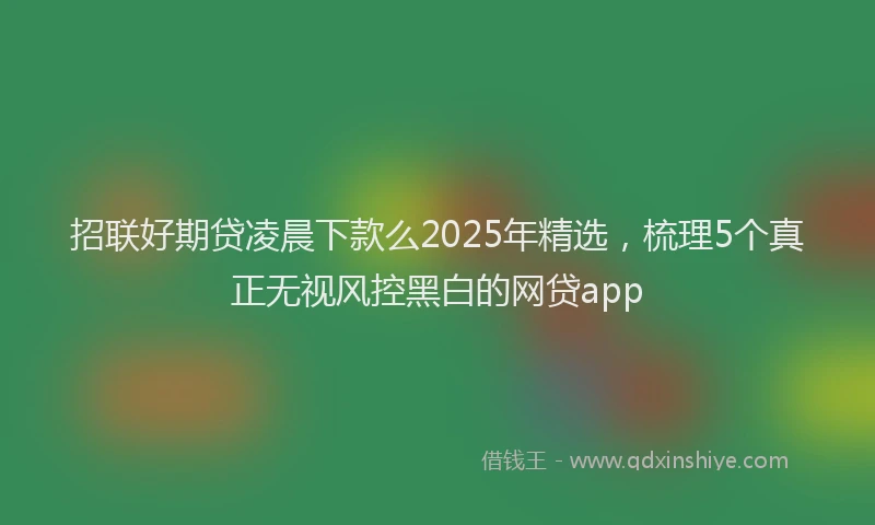 招联好期贷凌晨下款么2025年精选，梳理5个真正无视风控黑白的网贷app