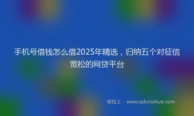 手机号借钱怎么借2025年精选，归纳五个对征信宽松的网贷平台