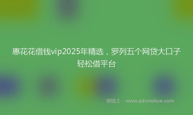 惠花花借钱vip2025年精选，罗列五个网贷大口子轻松借平台