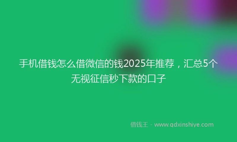 手机借钱怎么借微信的钱2025年推荐，汇总5个无视征信秒下款的口子