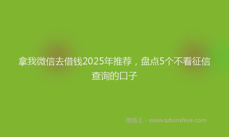 拿我微信去借钱2025年推荐，盘点5个不看征信查询的口子