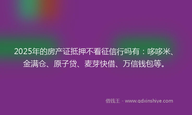 2025年的房产证抵押不看征信行吗有：哆哆米、金满仓、原子贷、麦芽快借、万信钱包等。