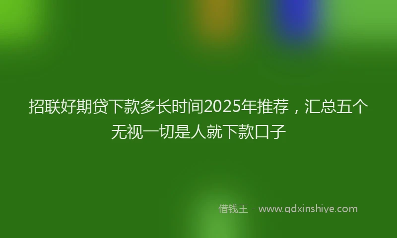 招联好期贷下款多长时间2025年推荐，汇总五个无视一切是人就下款口子