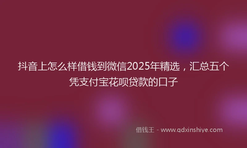 抖音上怎么样借钱到微信2025年精选，汇总五个凭支付宝花呗贷款的口子