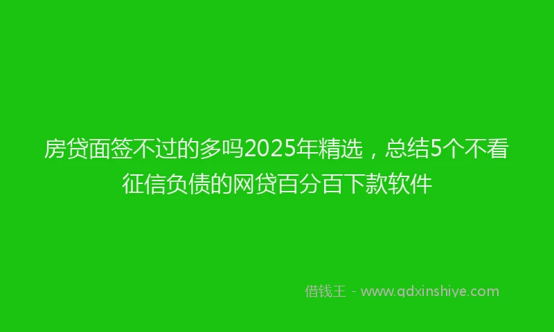房贷面签不过的多吗2025年精选，总结5个不看征信负债的网贷百分百下款软件