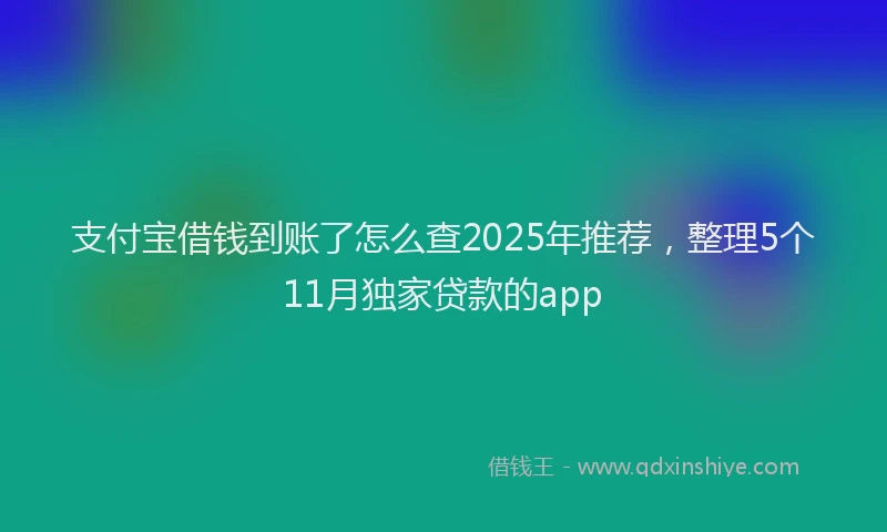 支付宝借钱到账了怎么查2025年推荐，整理5个11月独家贷款的app