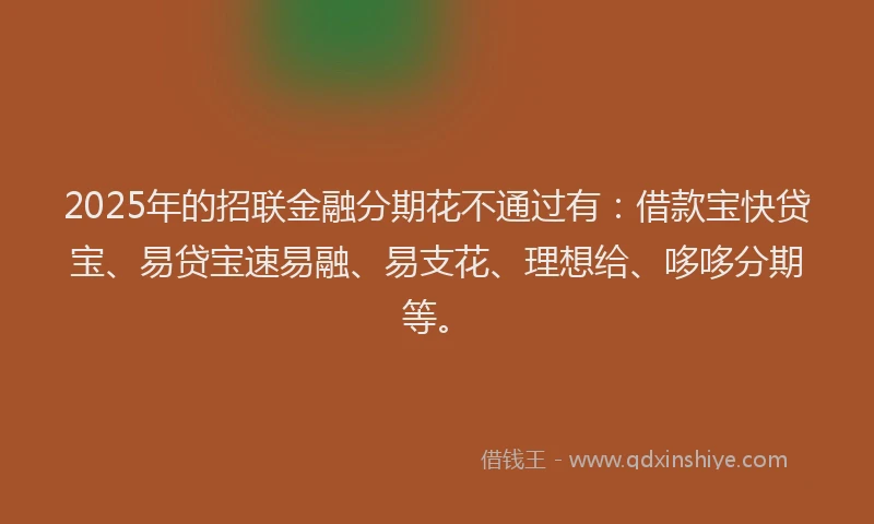 2025年的招联金融分期花不通过有：借款宝快贷宝、易贷宝速易融、易支花、理想给、哆哆分期等。