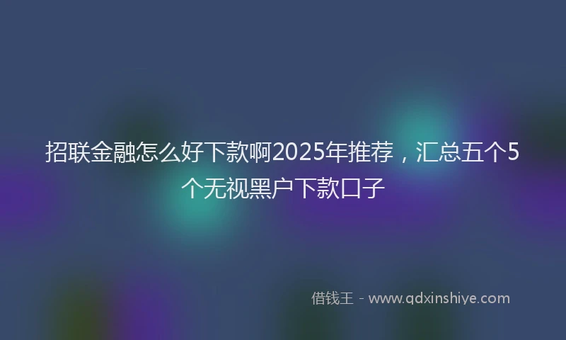 招联金融怎么好下款啊2025年推荐，汇总五个5个无视黑户下款口子