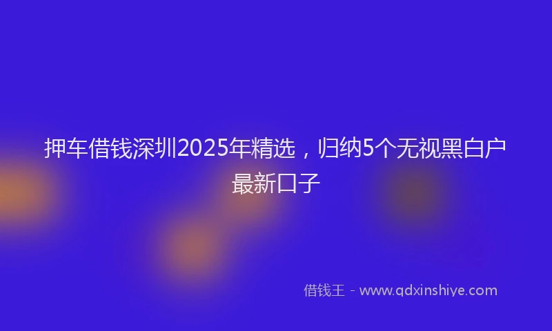 押车借钱深圳2025年精选，归纳5个无视黑白户最新口子