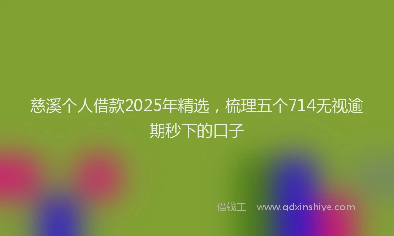 慈溪个人借款2025年精选，梳理五个714无视逾期秒下的口子